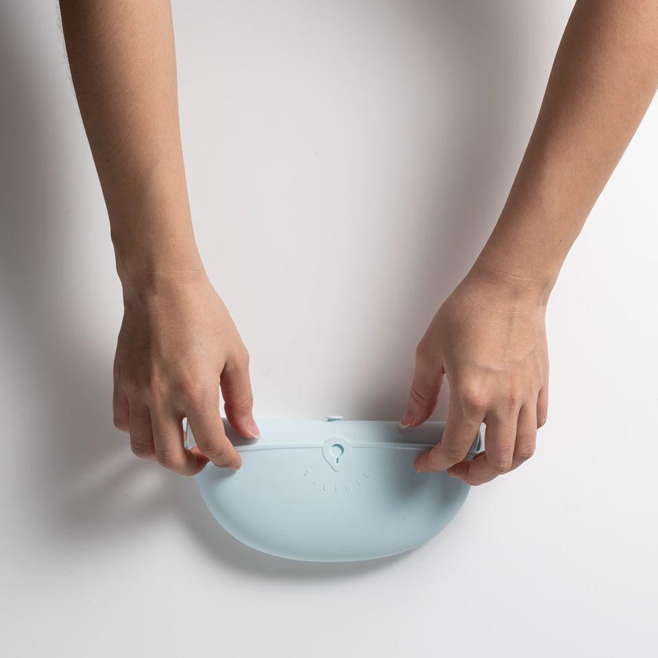 Miniware Roll & Lock bib (Set of 2) - Silicone Bib in Cotton Candy + Grey