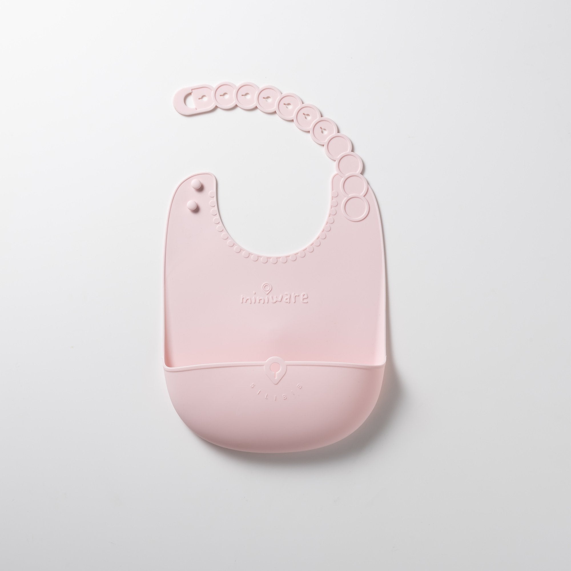 Miniware Roll & Lock bib (Set of 2) - Silicone Bib in Cotton Candy + Grey