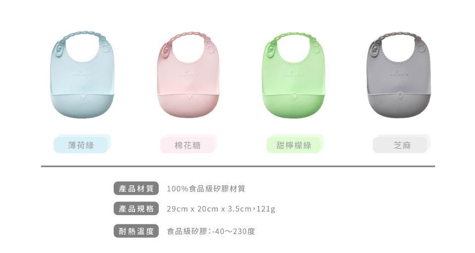 Miniware Roll & Lock bib (Set of 2) - Silicone Bib in Key Lime + Grey